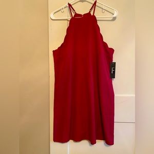 Lulu’s Red scalloped high neck mini cocktail dress